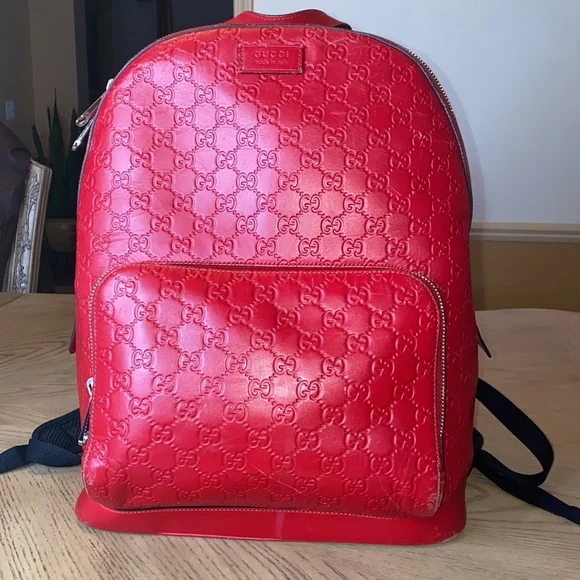 ❤️ Authentic Red Guccissima Leather Backpack - Picture 1 of 17